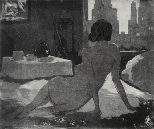 Nude with City Scene